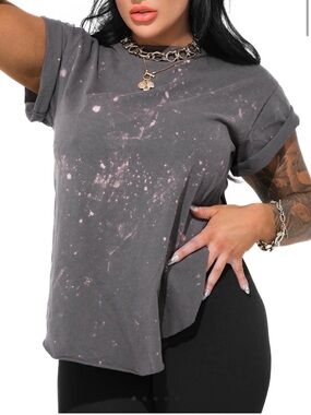 NWT Pebby Forevee Bleached out Basic Side Slit Tee